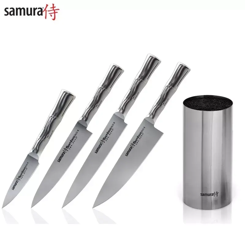 Samura Bamboo 4-Piece Knife Set with Universal Holder Photo 1