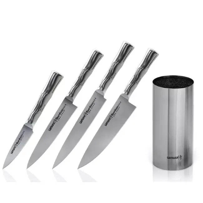 Samura Bamboo 4-Piece Knife Set with Universal Holder Photo 4