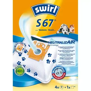 Dust bags for cylinder vacuum MELITTA Swirl S 67 NeutralizAir — 4 pcs, blue/white