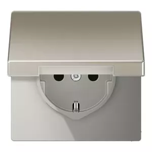 JUNG ES 1520 KL SCHUKO Outlet with Hinged Lid, 16A 250V, Stainless Steel