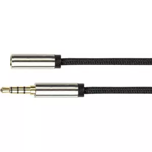 Audio kabelis PYTHON 4‑polu 3,5 mm spraudnis‑ligzda, melns, 0,5 m