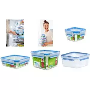 Pārtikas uzglabāšanas trauks EMSA Clip&Close 1,3 L kvadrātveida gaisa necaurlaidīgs bez BPA, modelis 3110600387