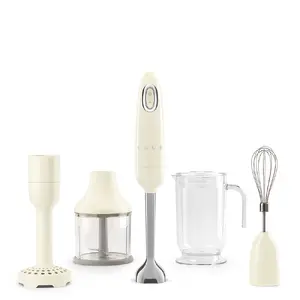 Smeg HBF02CREU Immersion Blender Cream 700W with Accessories Stainless Steel Shaft 8150-14850 RPM