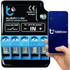 Relay module bleBox switchBoxDC 12V 10A Wi‑Fi control