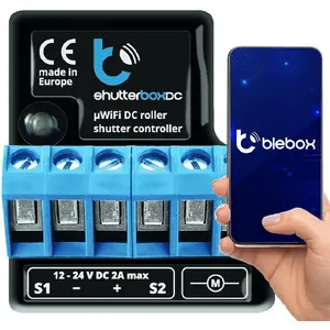 I/O module bleBox shutterBoxDC 2x binary inputs, 2x relay outputs 230V