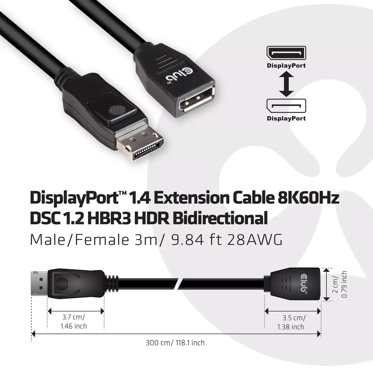 DisplayPort pagarināšanas kabelis CLUB3D 8K60Hz DSC 1.2 HBR3 Photo 2