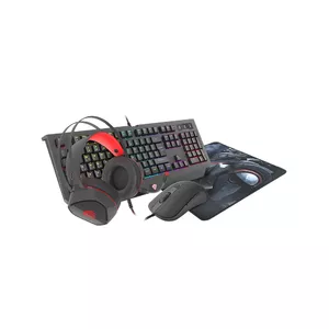 GENESIS COMBO komplekts 4in1 kobalt 330 rgb tastatūra + pele + austiņas + peles paliktnis, us izkārtojums