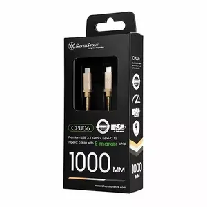 USB 3.1 Gen2 uz USB-C kabelis SILVERSTONE SST-CPU06G-1000 — 1 m, zelta krāsas kontakti