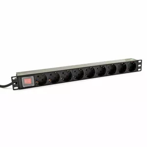 SHUCKO PDU 19" 1U 9 pieslēgvietu (ES) ieslēgšanas/izslēgšanas slēdzis PVC panelis ES kontaktdakša