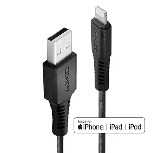 Pastiprināts USB Type A uz Lightning uzlādes un sinhronizācijas kabelis Lindy 0.5m