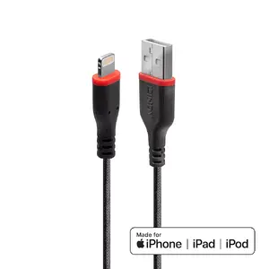 USB Type A to Lightning cable Lindy 1 m, reinforced, black