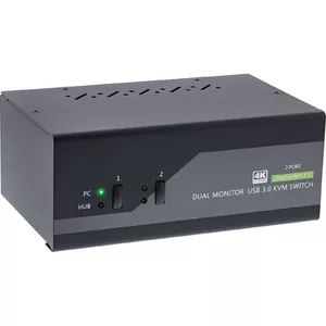KVM Desktop Switch InLine 2-port Dual Monitor DP 1.2 4K USB 3.0 Audio