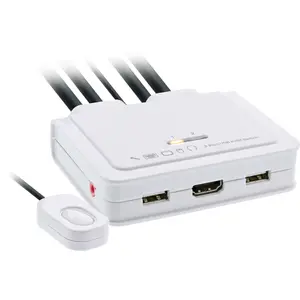 InLine 62614I 2-портовый KVM-переключатель USB-C и HDMI в HDMI 4K Ultra HD со звуком и встроенным кабелем