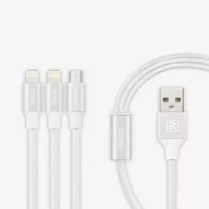 Recci Delicate RCS-H120 3 in 1 Micro USB + 2 x Lightning ātrā uzlāde 1,2 m, balts