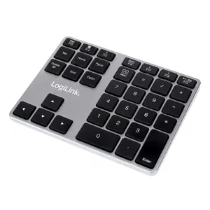 LogiLink ID0187 ciparu klaviatūra Universāls Bluetooth sistēma Alumīnijs, Melns