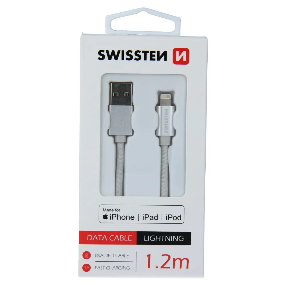 Lightning kabelis SWISSTEN SW-MFI-LIGH-3A-1.2M-SI —