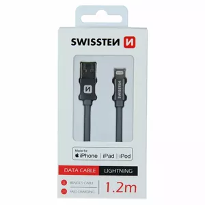 USB Lightning charging cable SWISSTEN SW-MFI-LIGH-3A-1.2M-GR, 1.2 m, 3 A