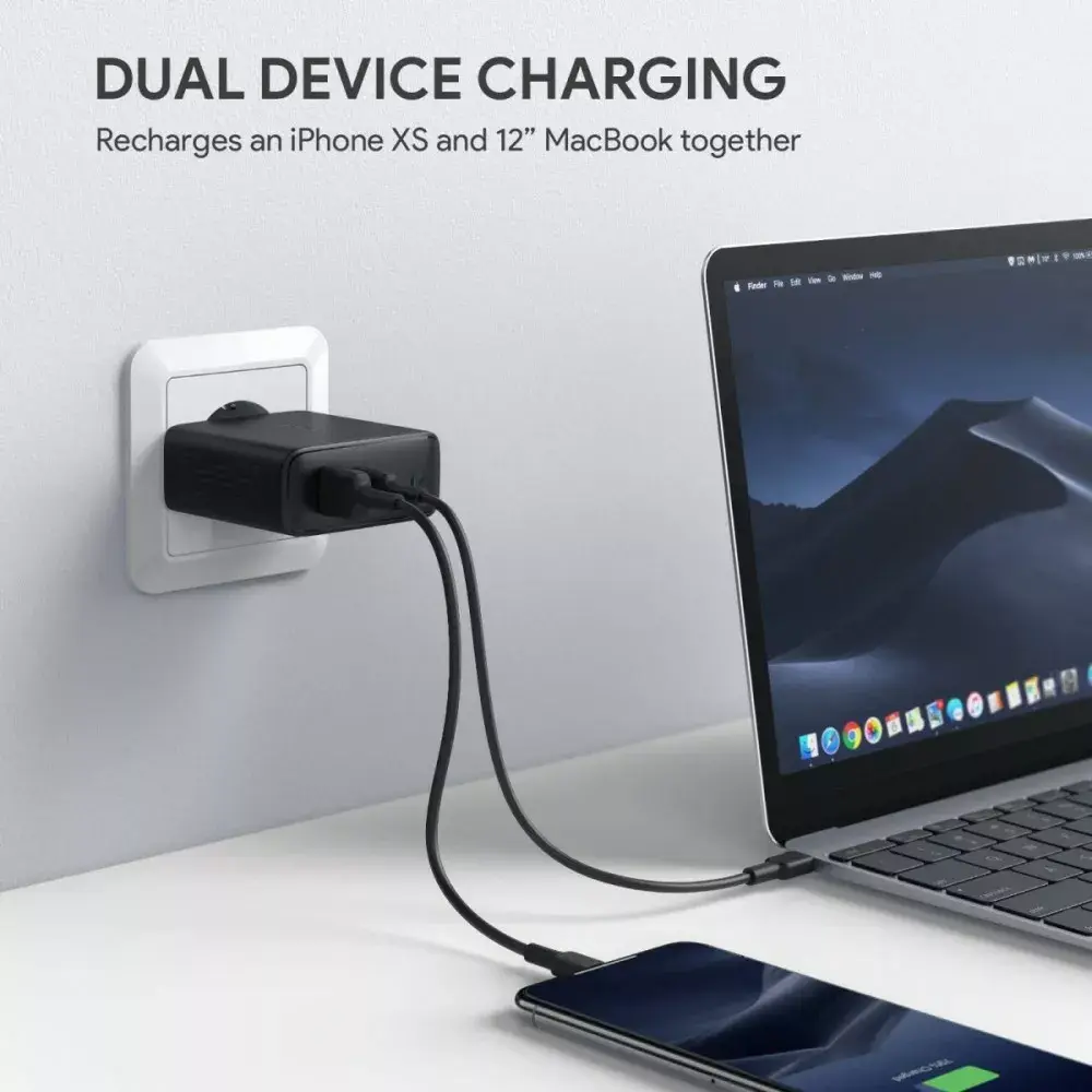 Aukey PA-D3 sienas lādētājs 60W PD 2xUSB Photo 14