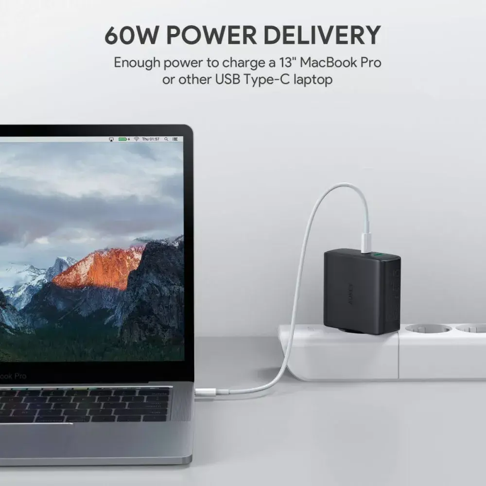 Aukey PA-D3 sienas lādētājs 60W PD 2xUSB Photo 16