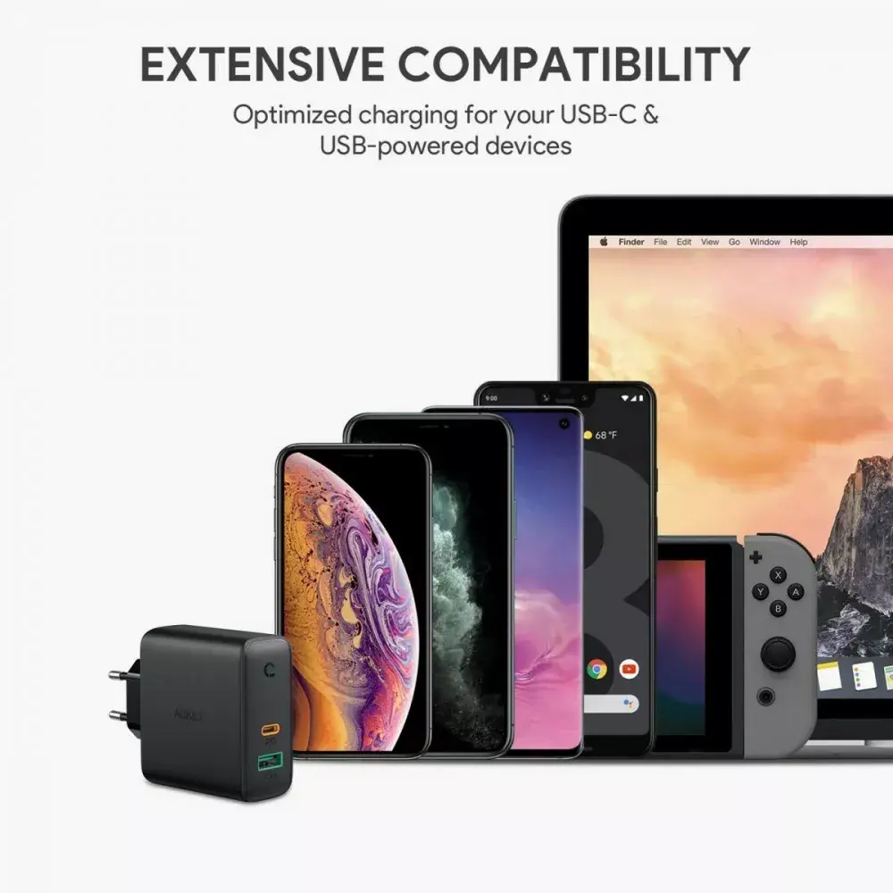 Aukey PA-D3 sienas lādētājs 60W PD 2xUSB Photo 19