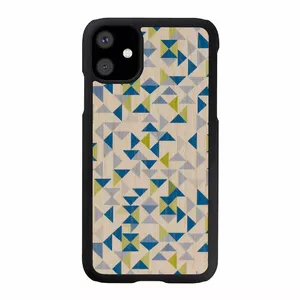 Vāciņš man and wood iPhone 11 — zils trijstūris uz melna, cieta aizsargkorpusa