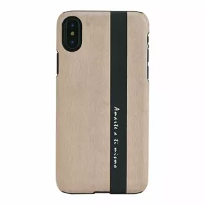 Smartphone case man and wood for iPhone X/XS — black leather