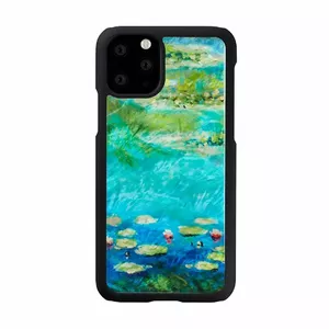Smartphone case iKins for iPhone 11 Pro — water lilies design, black