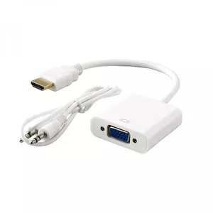 SBOX AD.HDMI-VGA+A video kabeļu aksesuārs HDMI Type A (Standard) VGA (D-Sub) + 3.5mm Balts