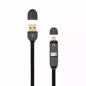 USB A Male uz Micro USB + 8-pin iPh Male kabelis SBOX 1m melns