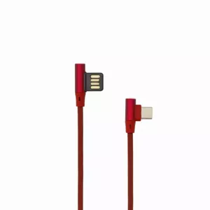 USB A Male uz TYPE-C Male 90° kabelis SBOX 1.5m Sarkans