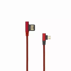 USB A Male uz Micro USB Male 90° kabelis SBOX 1.5m Sarkans