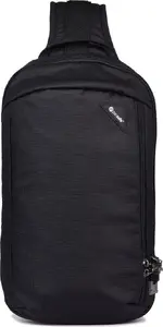 Sling soma Pacsafe Vibe 325 — viegla izturīga pretzagļu plecu soma, melna
