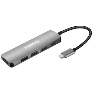 USB-C Doks Sandberg HDMI+3xUSB+PD 100W