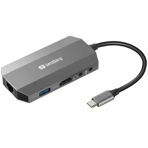 Sandberg 136-33 dokstacija Vadu USB 3.2 Gen 1 (3.1 Gen 1) Type-C Pelēks