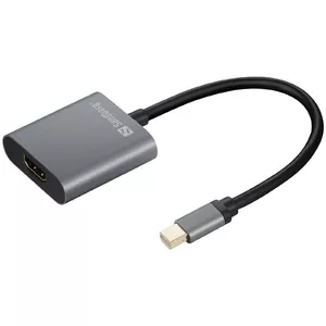 Adapteris Mini DisplayPort uz HDMI Type A SANDBERG 4K@60Hz, MiniDP 1.4 → HDMI 2.0, pelēks, 170 mm