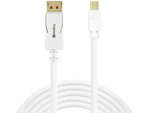 Sandberg DisplayPort uz Mini DisplayPort Kabelis 1.4 8K 60Hz 2m Vīrietis pret Vīrieti Baltā krāsā