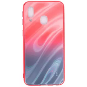Чехол с закалённым стеклом Evelatus для Samsung Galaxy A40 — градиент «водяные волны» красно‑чёрный