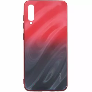 Evelatus Tempered Glass Phone Case for Samsung Galaxy A50 – Water Ripple Gradient Red-Black, Anti-Explosion