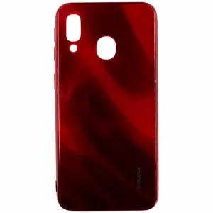 Aizsargvāks Evelatus priekš Samsung Galaxy A40 — ūdens viļņu dizains, elektroplākēts rūdīts stikls, sarkans