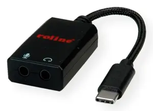 USB Type-C interface hub ROLINE 12.03.3209 with 3.5mm ports, black, 0.13 m cable