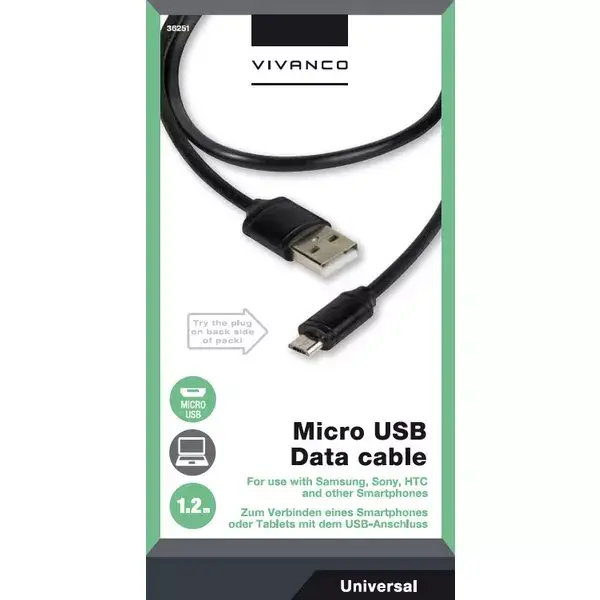 USB kabelis Vivanco DCVVMCUSB12BK Photo 2