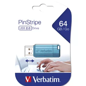 USB Flash Drive Verbatim 64GB USB 2.0 Pinstripe Caribbean Blue