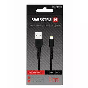 Swissten Basic Fast Charge 3A Lightning (MD818ZM/A) Datu un Uzlādes Kabelis 1m Melns