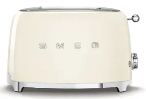 Тостер Smeg 50's Style TSF01CREU кремового цвета, 2 отделения, мощность 950 Вт, корпус из нержавеющей стали, функции размораживания и регулировки степени поджаривания