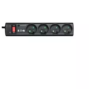Pārslodzes aizsargjosla EATON Power Strip 4 FR — 4 Type E kontaktligzdas, vads 1 m, 10 A, 2500 W, LED indikatori