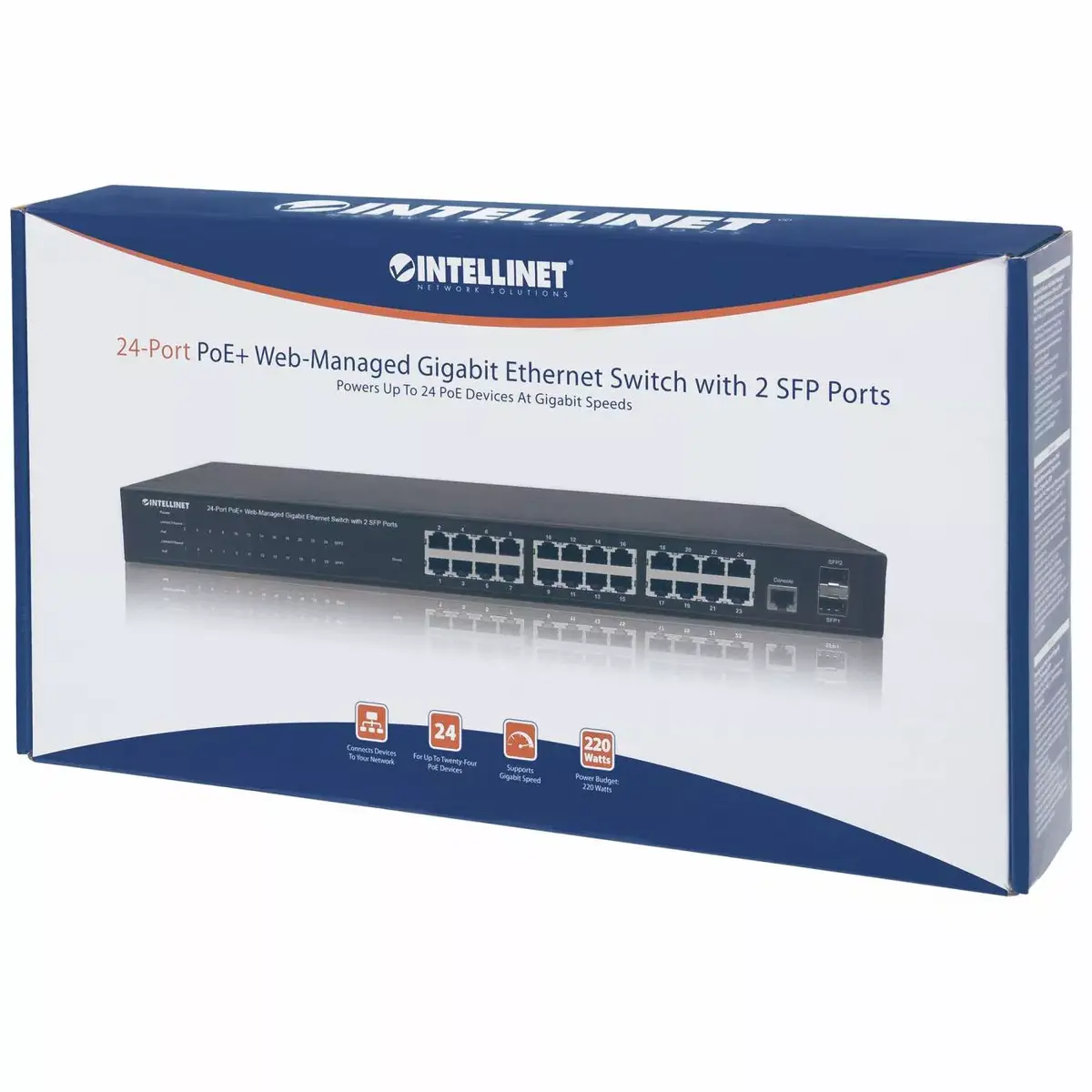 Pārvaldāms slēdzis Intellinet 24-portu Gigabit Ethernet PoE+ Photo 2