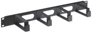 Intellinet 19-inch Cable Management Panel 1U with 4 Long Plastic Rings Black