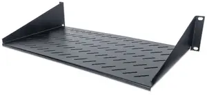 Intellinet 19 collu plaukts 2U 2 punktu priekšējais stiprinājums 250mm dziļums tērauds melns līdz 25kg