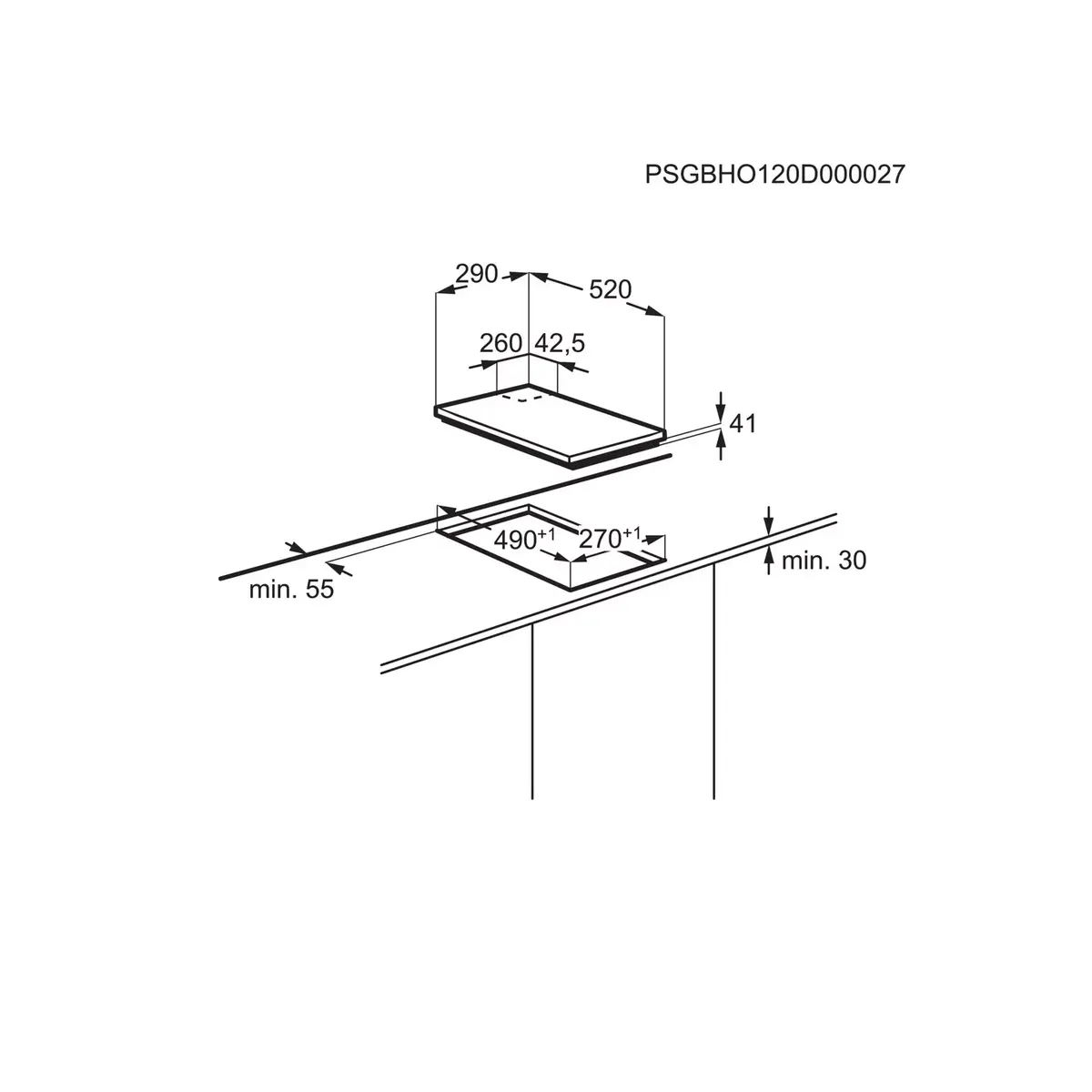 Iebūvējamā gāzes plīts virsma Electrolux EGC3322NVK Photo 2