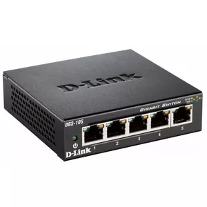 D-Link DGS-105 Unmanaged L2 Gigabit Ethernet (10/100/1000) Black